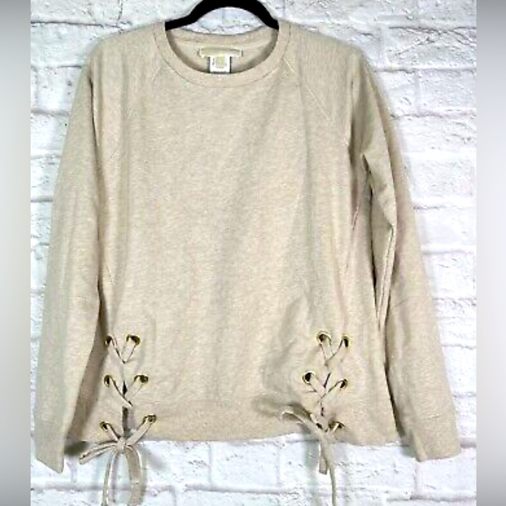 💚💜Michael Kors Lace Up Tie Crew Neck Athletic Sweatshirt